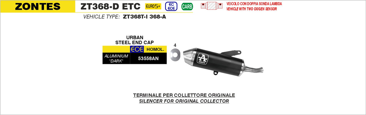 Arrow 53558AN Urban Aluminium "Dark" Slip On With Steel End Cap