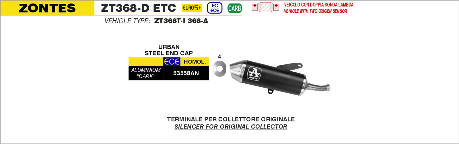 Arrow 53558AN Urban Aluminium "Dark" Slip On With Steel End Cap