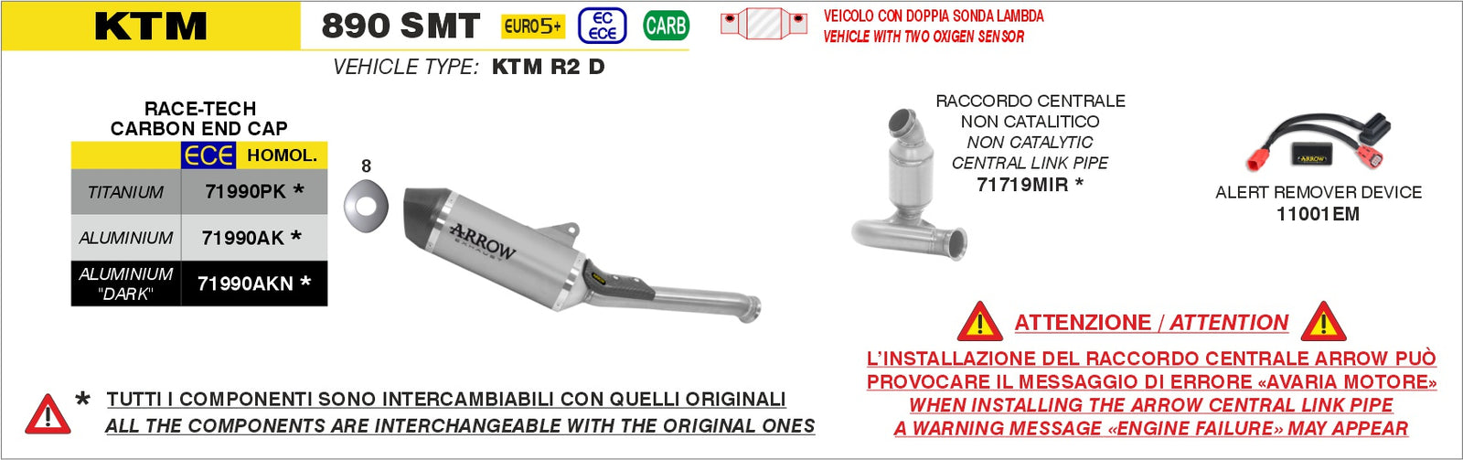 Arrow 71719MIR Non Catalized Mid-Pipe