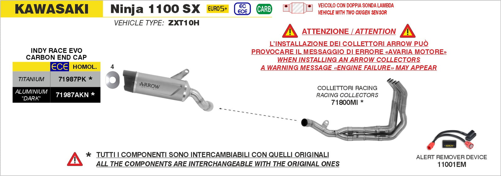 Arrow 71987PK Indy Race EVO Titanium Slip On With Carbon End Cap
