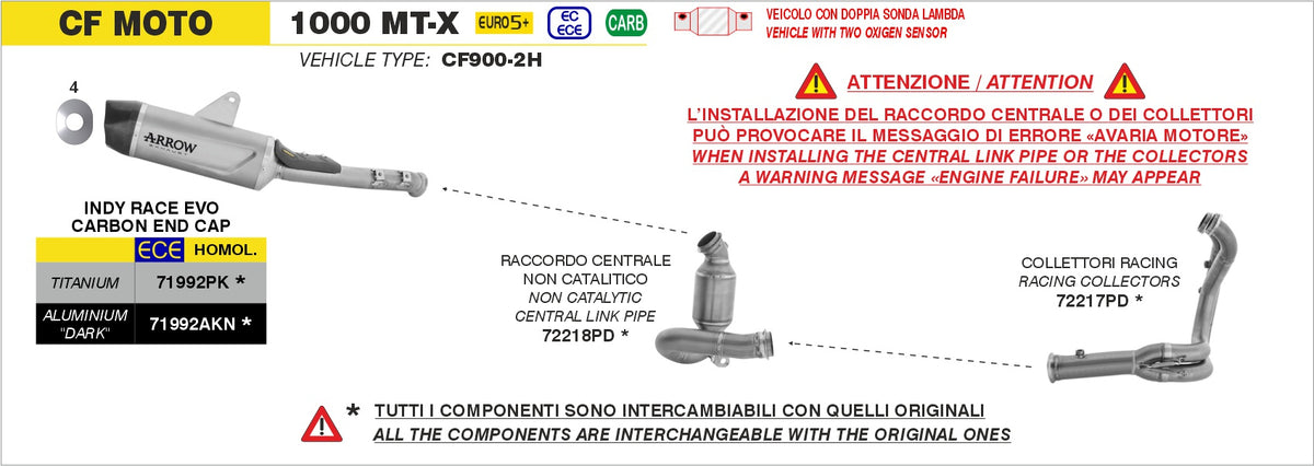 Arrow 72218PD Non Catalized Mid-Pipe