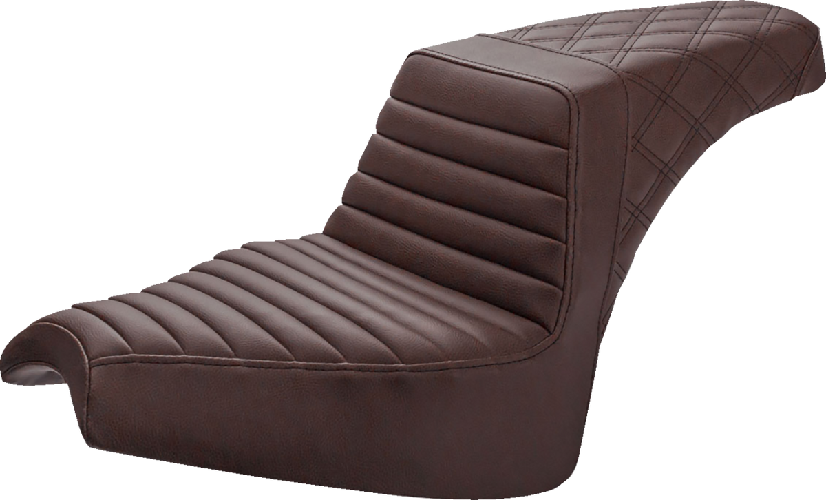 Saddlemen Step-Up Seat - Front Tuck-N'-Roll/Rear Lattice Stitch - Brown - Chief