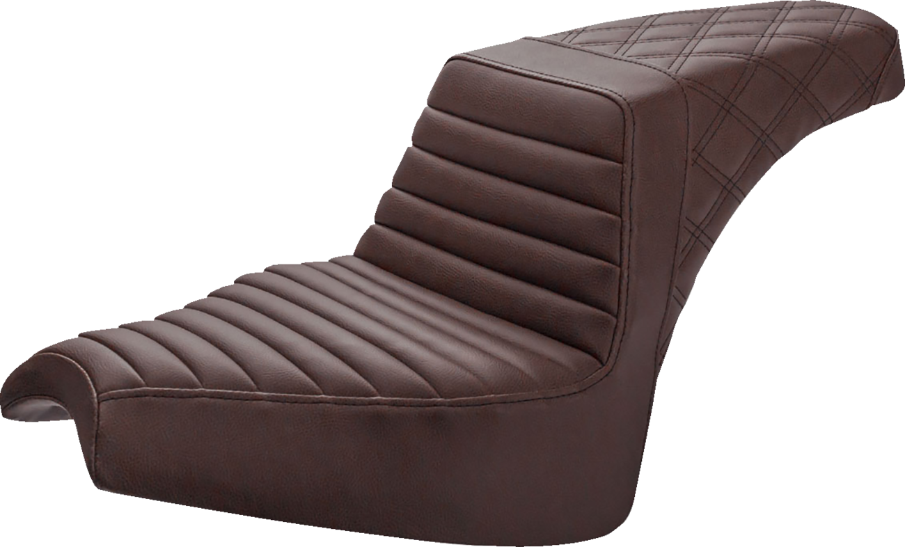 Saddlemen Step-Up Seat - Front Tuck-N'-Roll/Rear Lattice Stitch - Brown - Chief