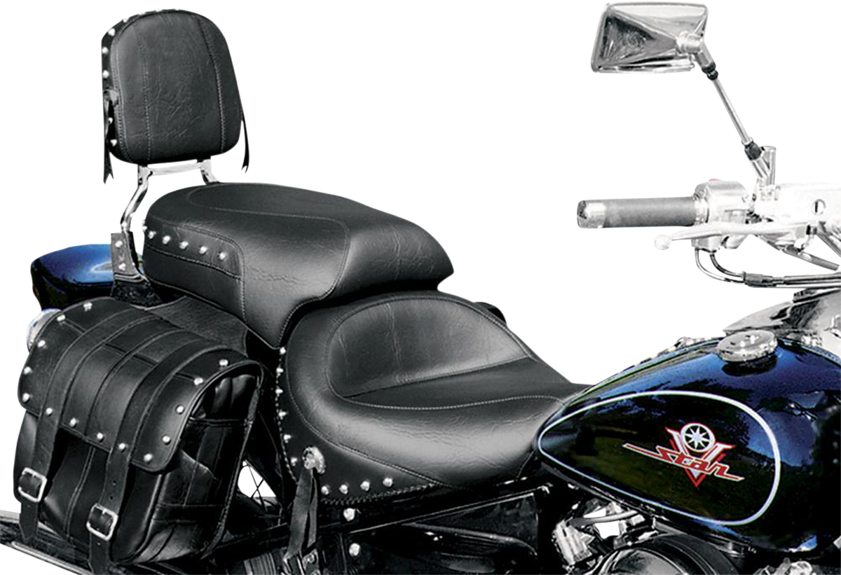 Mustang Seat - Wide - Touring - Without Backrest - Two-Piece - Chrome Studded - Black W/ Conchos - XV650