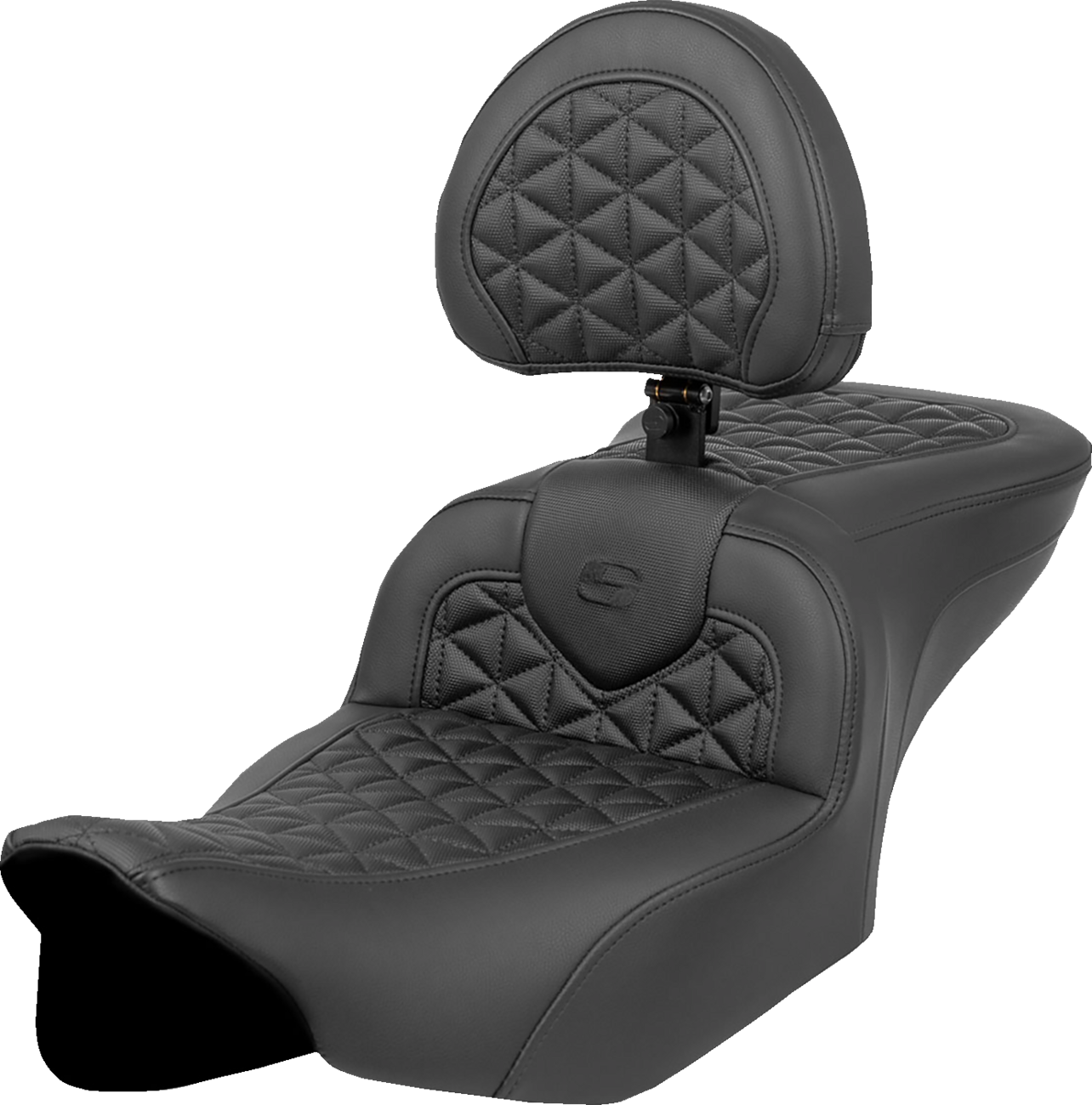 Saddlemen RoadSofa™ Tri Gripper Seat - Standard Reach - W/ Backrest - FLH/FLT '23-'24