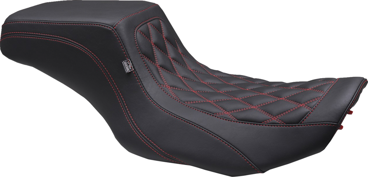 Mustang One Piece 2-Up Squareback Seat - Double Diamond - Black Cherry Stitch - FLH/FLT '23-'25