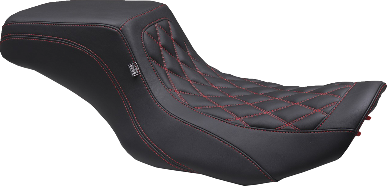 Mustang One Piece 2-Up Squareback Seat - Double Diamond - Black Cherry Stitch - FLH/FLT '23-'25