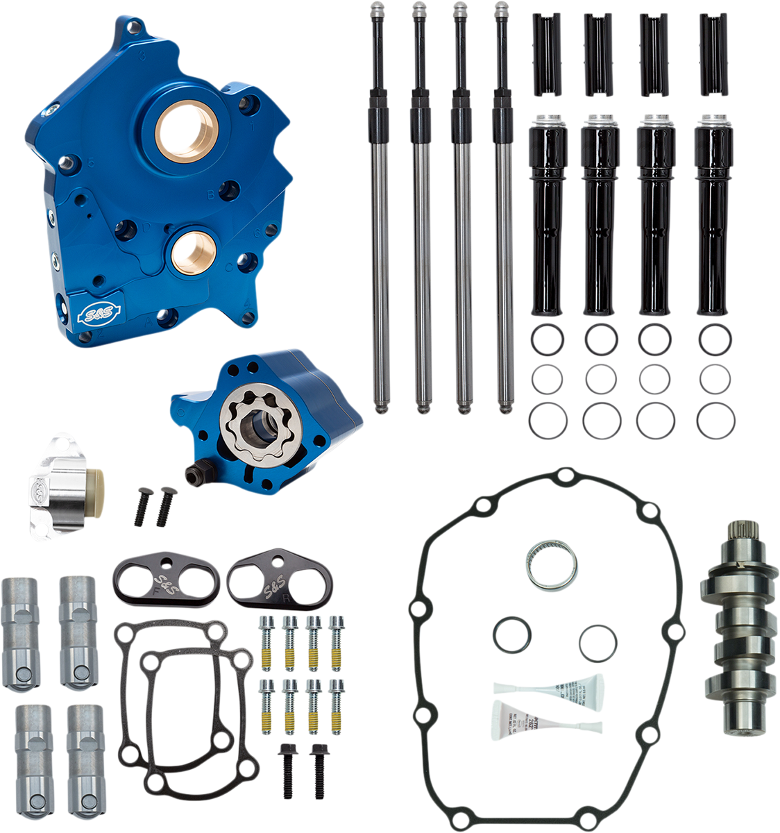 S&S Cycle Cam Chest Kit - Oil Cooled - Chain Drive - 475 Cam - Black Pushrod Tubes - M8