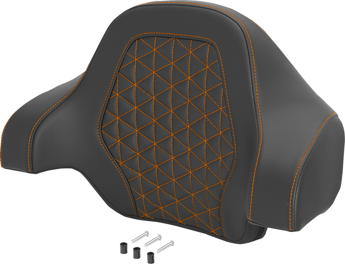 Saddlemen Deluxe Tour Pack Sissy Bar Pad - Black / Orange / Gripper / Orange Stitching