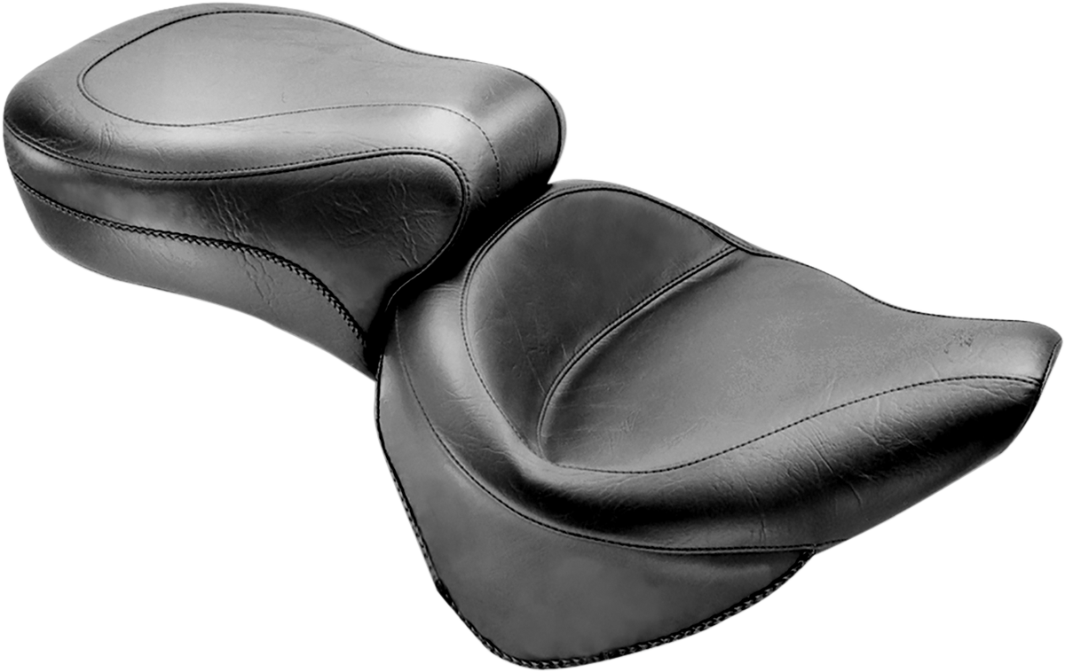 Mustang Vintage Style Seat - Wide - Smooth - Black - Softail