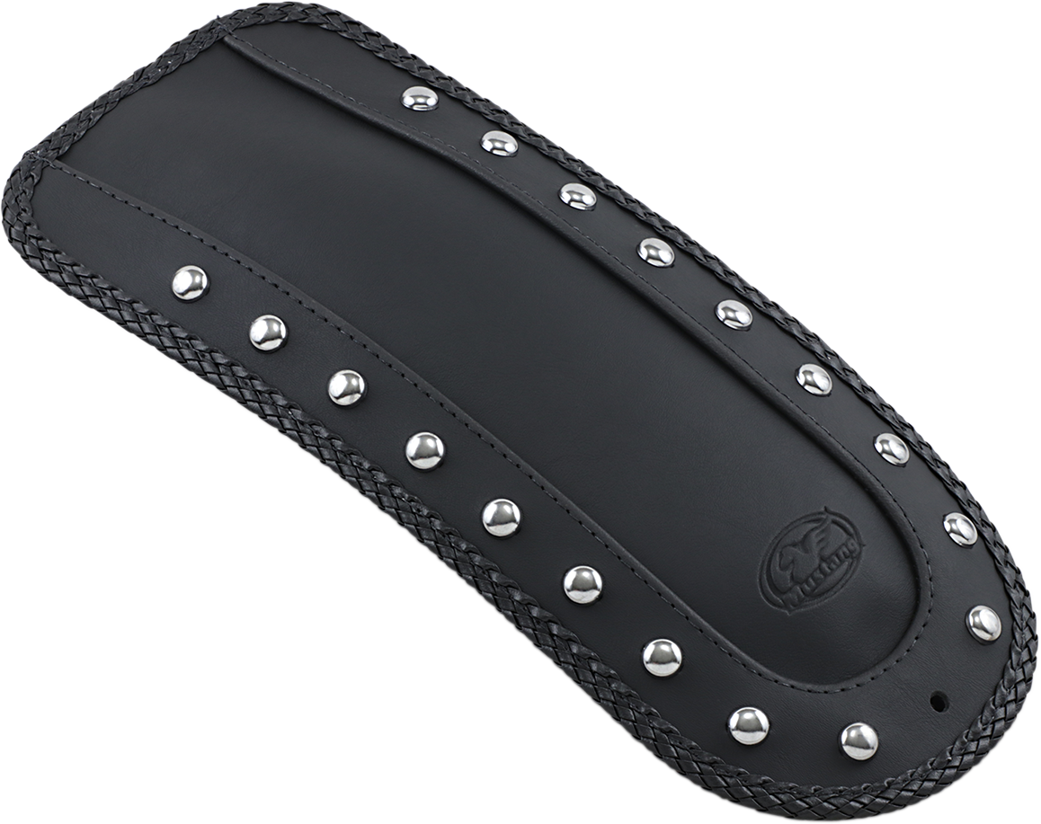 Mustang Fender Bib - Smooth Chrome-Studded - Black - HD Softail/FXR