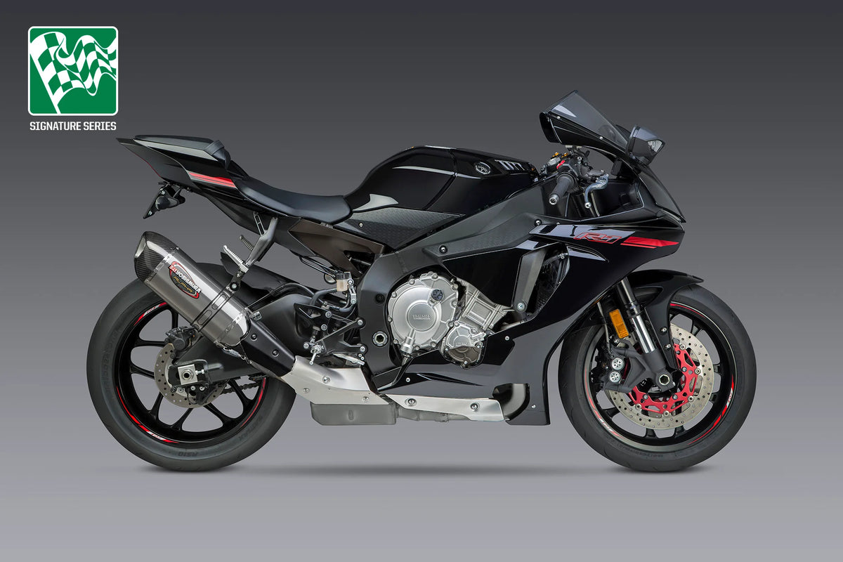 Yoshimura YZF-R1/M/S 15-19 ALPHA Stainless Slip-On Exhaust, W/ Stainless Muffler