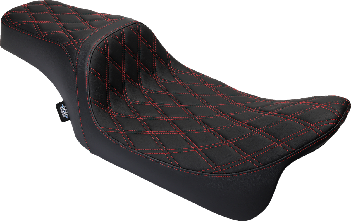 Drag Specialties Seats Predator 1Up Seat - Vinyl - Double Diamond Red Stitch - FLH '08-'23