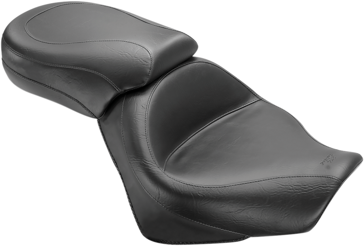 Mustang Seat - Vintage - Wide - Touring - Without Driver Backrest - Two-Piece - Smooth - Black