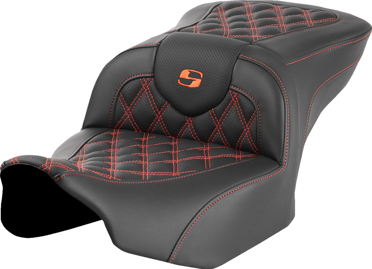 Saddlemen Roadsofa™ Seat - Without Backrest - Orange Lattice Stitch - FLTR/FLHX '23-'24