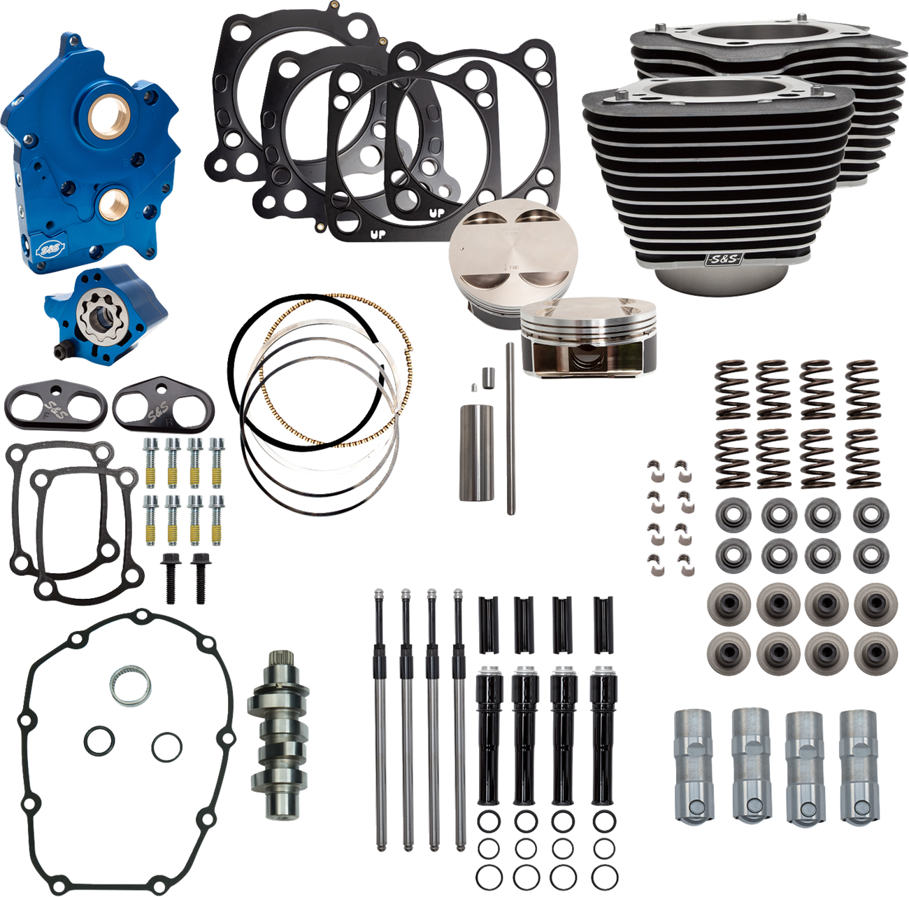 S&S Cycle Power Pack - Oil Cooled - 550C - Wrinkle Black W/Highlight - Black Pushrod Tubes - M8