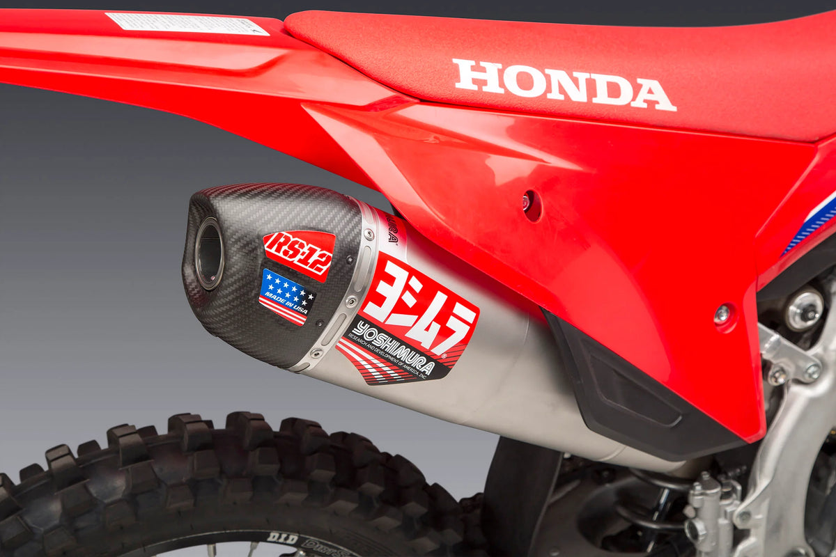 Yoshimura CRF250R/RX 22-24 RS-12 Stainless Slip-On Exhaust, W/ Stainless Muffler