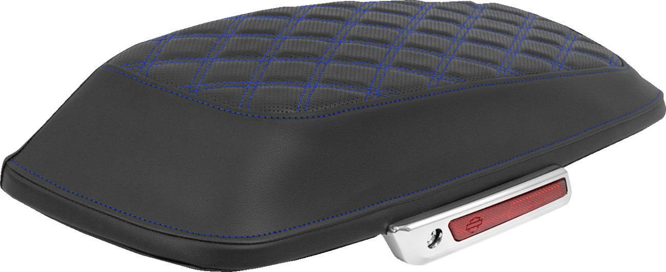 Saddlemen Saddlebag Lid Covers - Lattice - Blue Stitch - FLH/FLT '14-'25