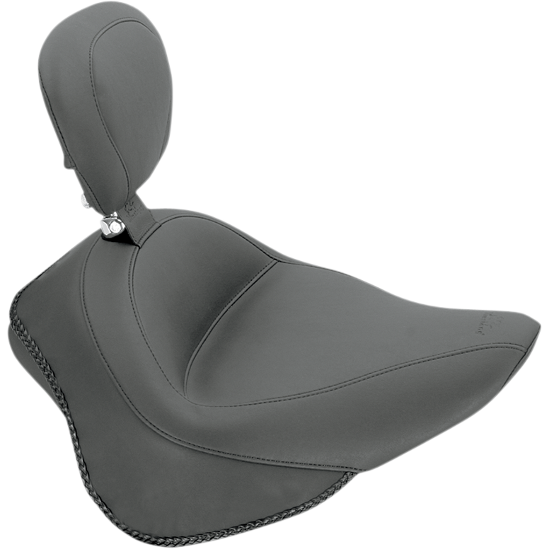 Mustang Wide Solo Seat - With Backrest - Vintage - Black - Smooth - FL/FX '11-'17