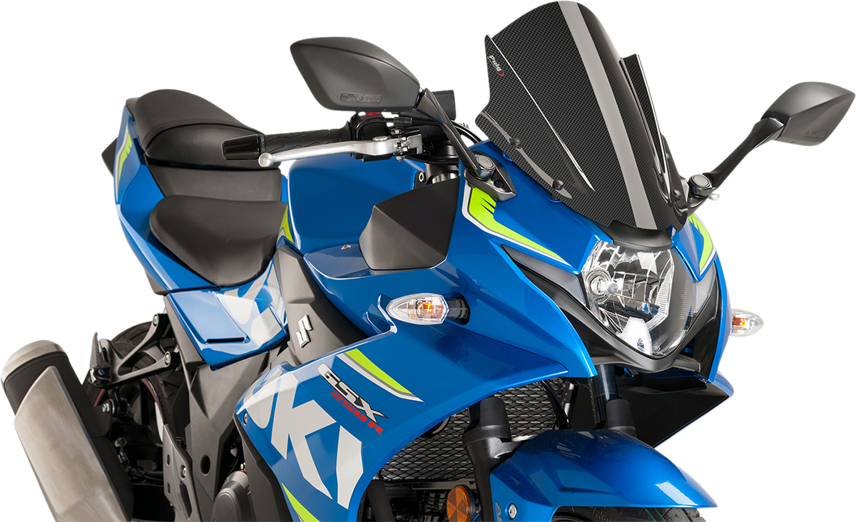 PUIG HI-Tech Parts Race Windscreen - 14-3/8" - Carbon - Suzuki