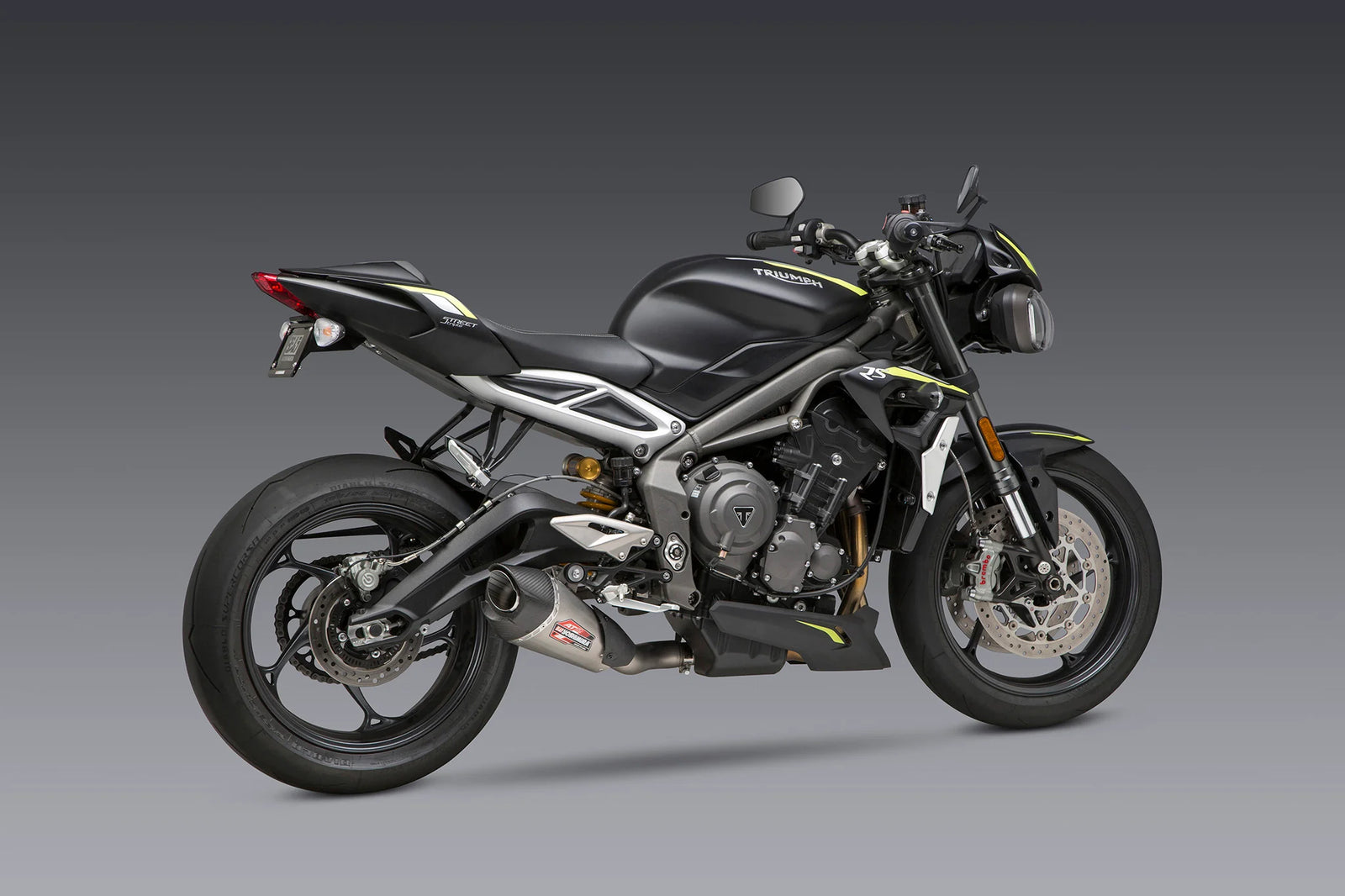 Yoshimura STREET TRIPLE 18-23 AT2 Stainless Slip-On Exhaust, W/ Stainless Muffler