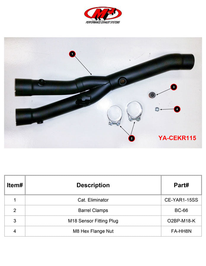 M4 Exhaust YA-CEKR115 Component Key