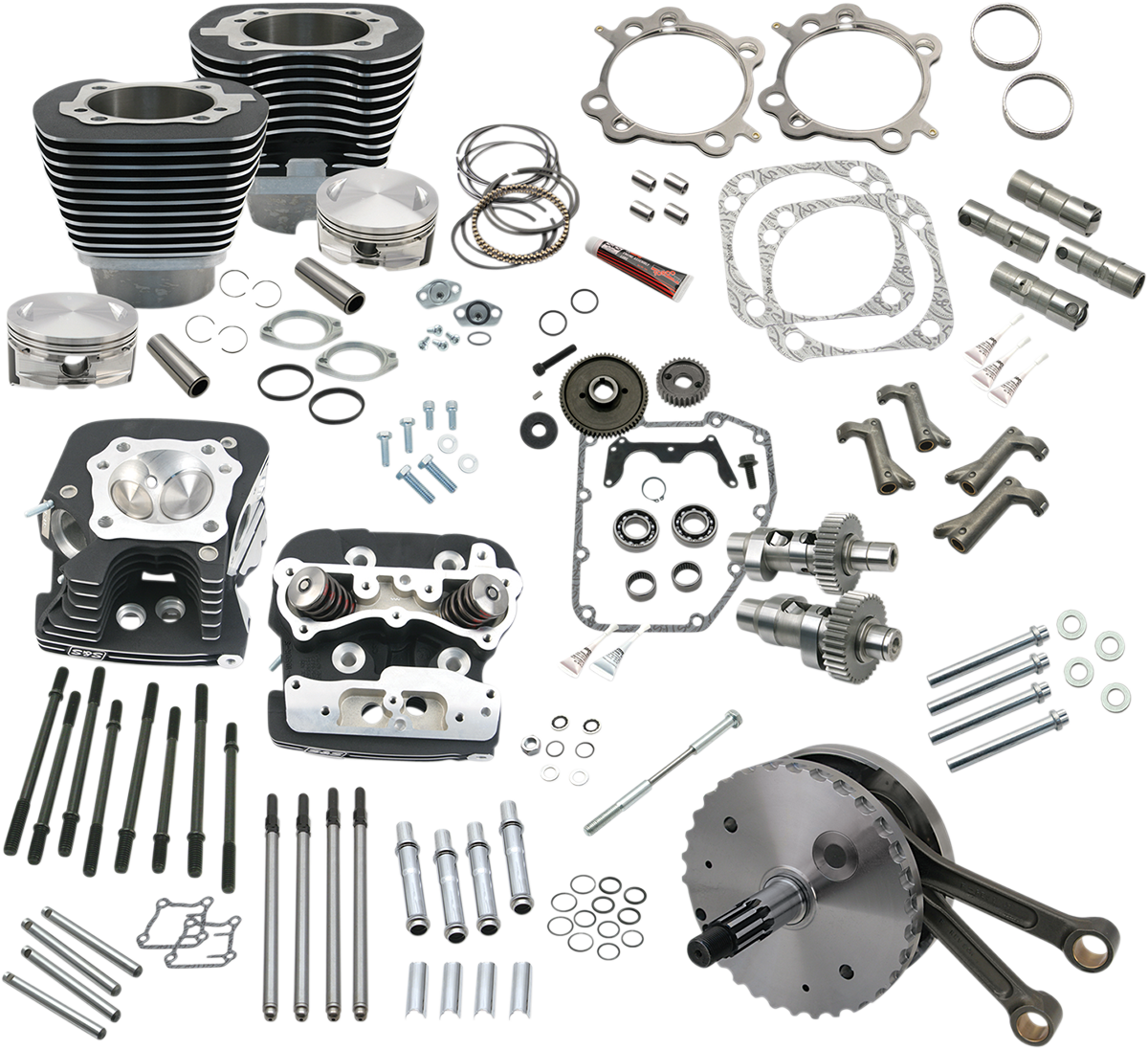 S&amp;S Cycle 124" Hot Set Up® - Big Bore/Stroker - Wrinkle Black - 88A Twin Cam