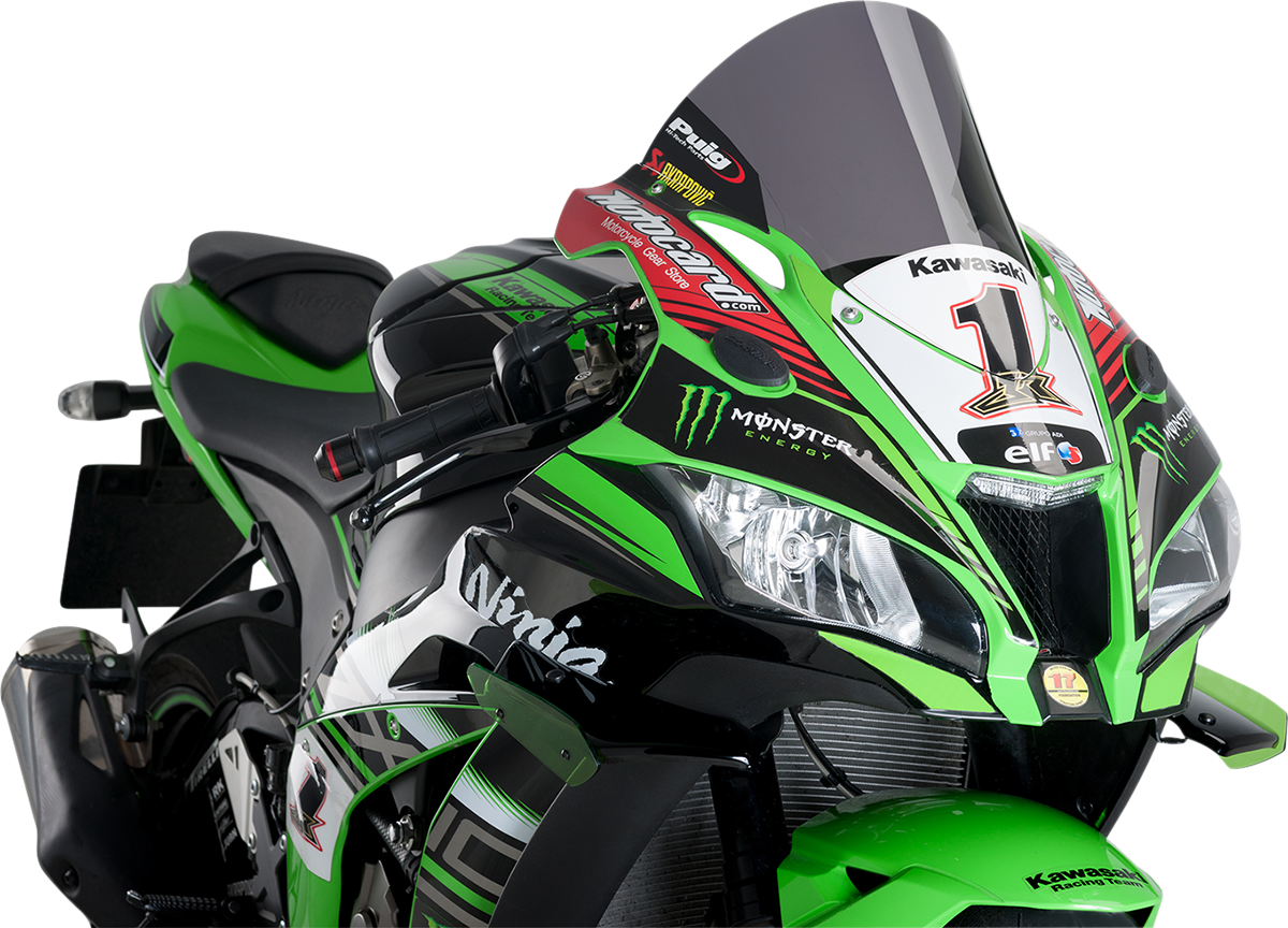 PUIG HI-Tech Parts Race Windscreen - 14-1/4" - Dark Smoke - Kawasaki