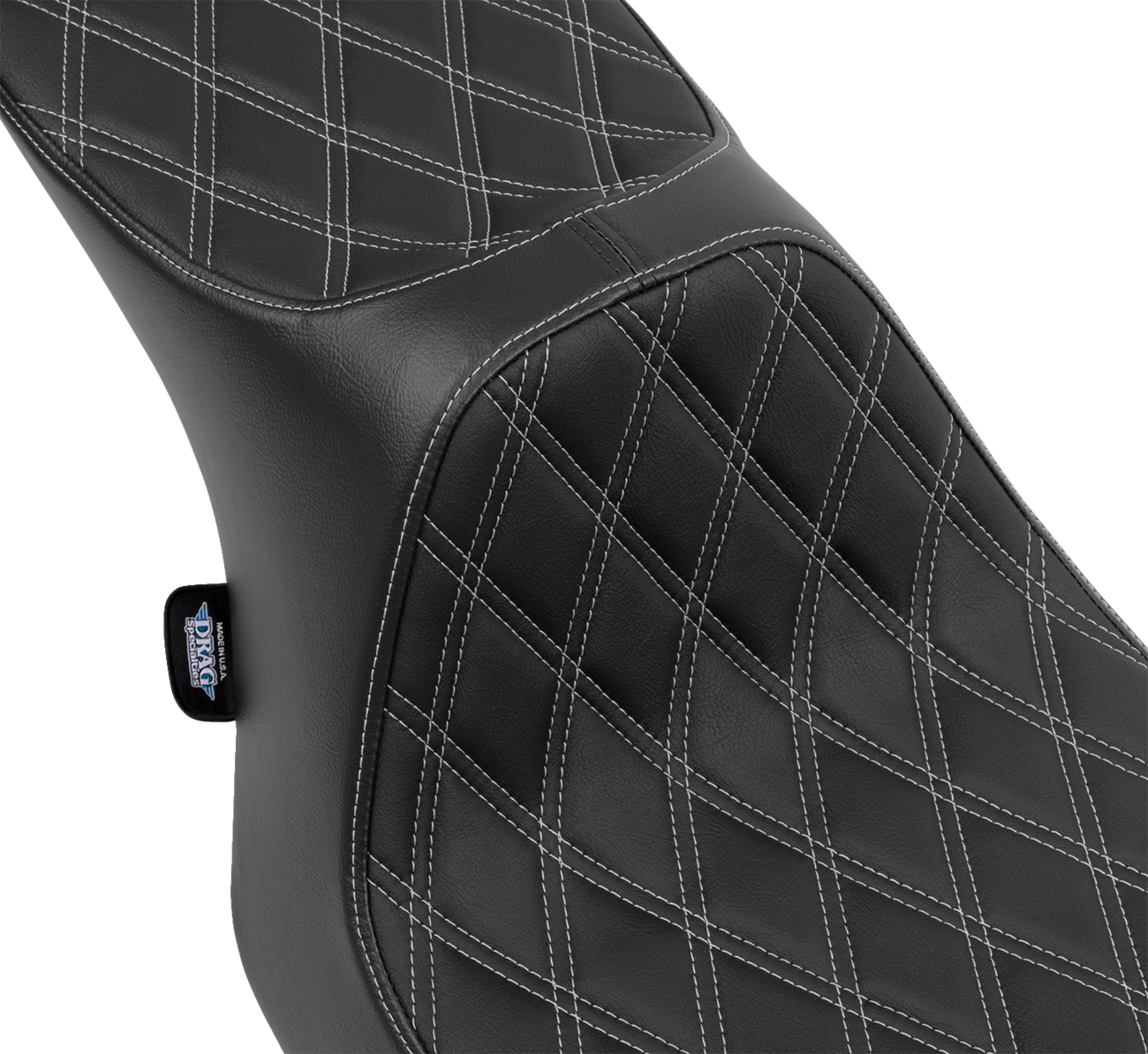 Drag Specialties Seats Predator III 2-Up Seat - Vinyl - Double Diamond - Silver Stitching - FLT/FLH '23-'24