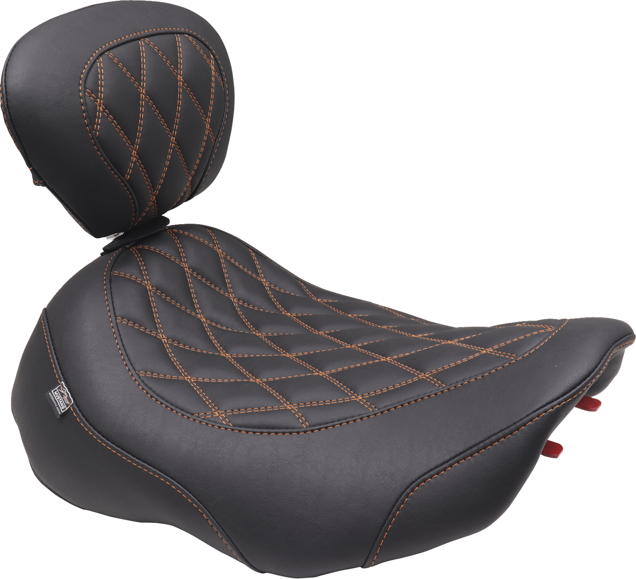 Mustang Wide Tripper™ Seat - Solo - Mandarin Orange Stitching - FLT/FLH '23-'25
