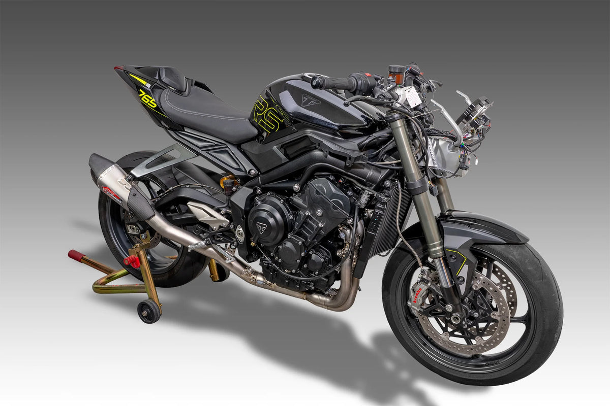 Yoshimura Street Triple 765 23-26 RACE AT2 Titanium Full Exhaust, W/ Titanium Muffler