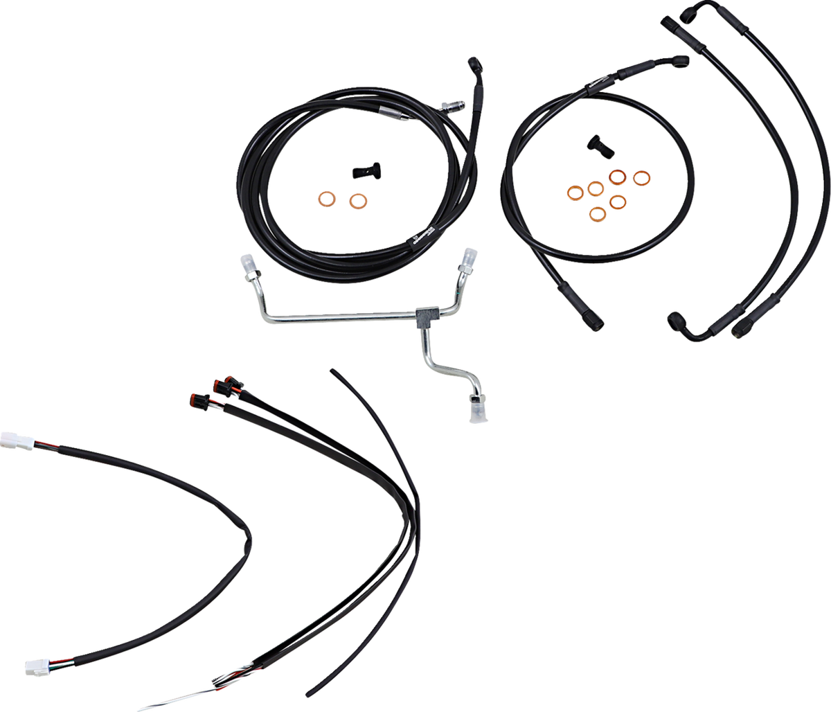 Burly Brand Complete Black Vinyl Handlebar Cable/Line Kit For Ape Hangers - 18" - '17-'19 Touring