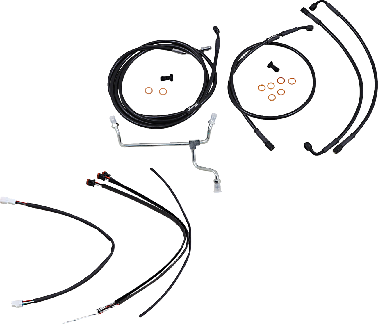 Burly Brand Complete Black Vinyl Handlebar Cable/Line Kit For Ape Hangers - 18" - '17-'19 Touring