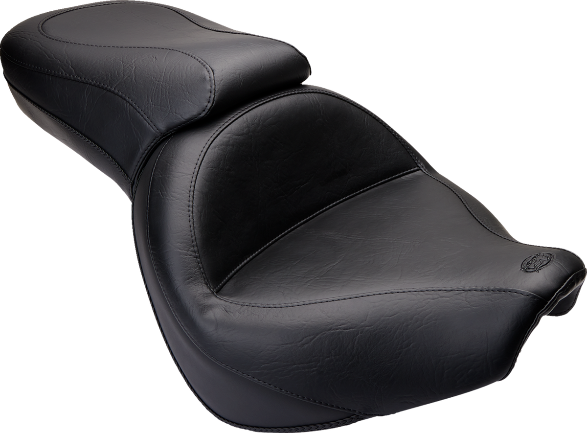 Mustang Seat - Vintage - Wide - Touring - Without Driver Backrest - One-Piece - Smooth - Black
