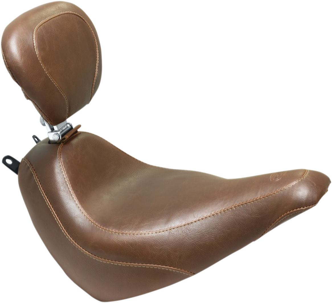 Mustang Wide Tripper™ Seat - With Driver's Backrest - Brown Stitch