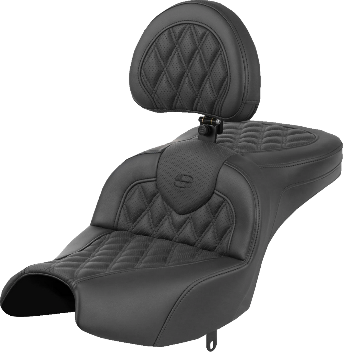 Saddlemen Roadsofa™ Seat - With Backrest - Black - Lattice Stitch - Indian Pursuit '22-'24