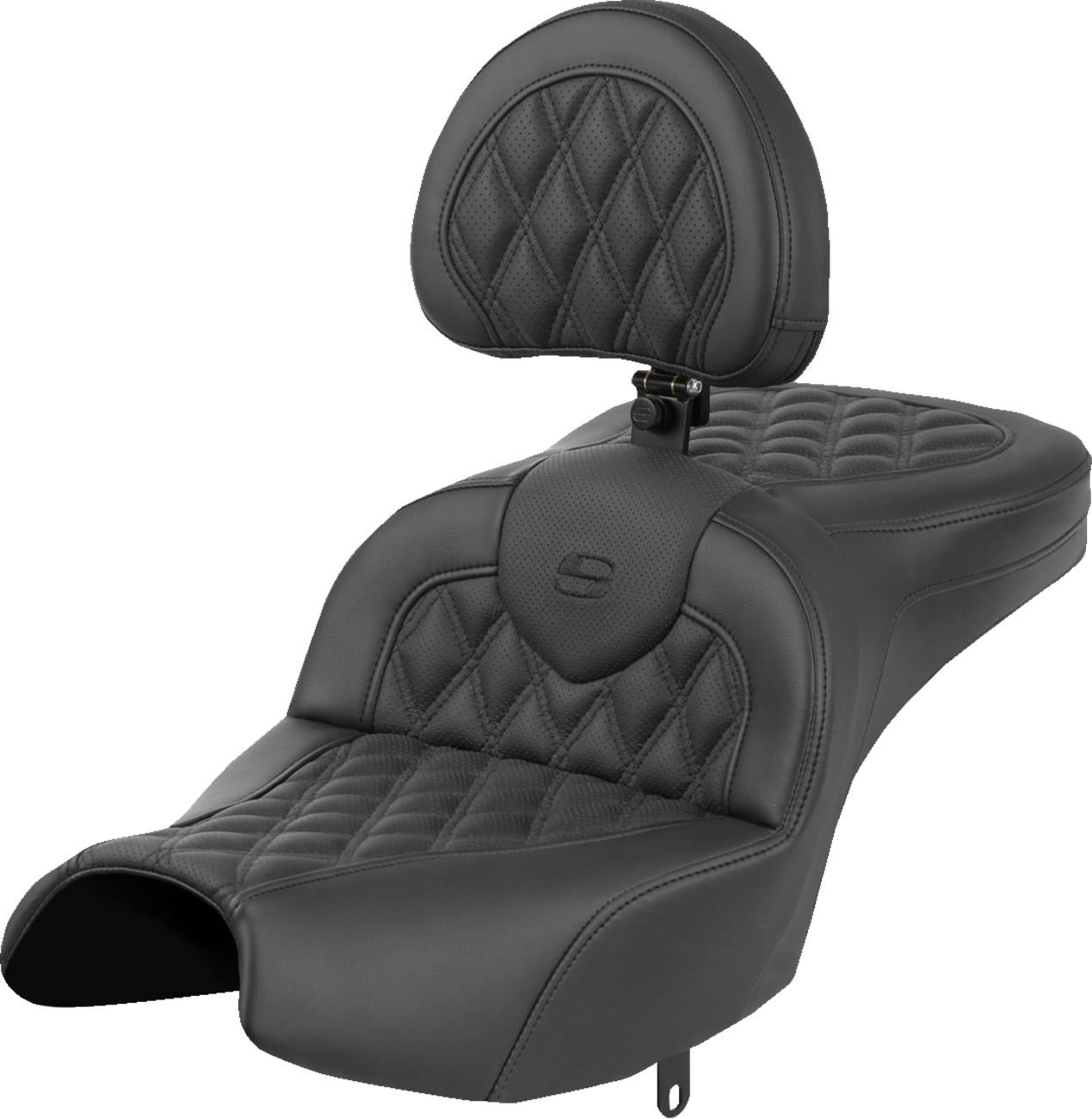Saddlemen Roadsofa™ Seat - With Backrest - Black - Lattice Stitch - Indian Pursuit '22-'24
