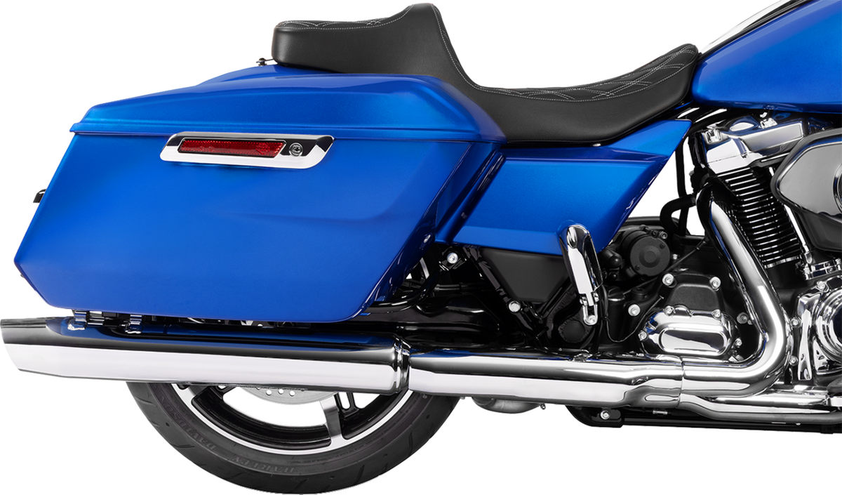 Drag Specialties Seats Extended Reach Predator III Seat - Vinyl - Silver Double Diamond Stitch - FLT/FLH '23-'25