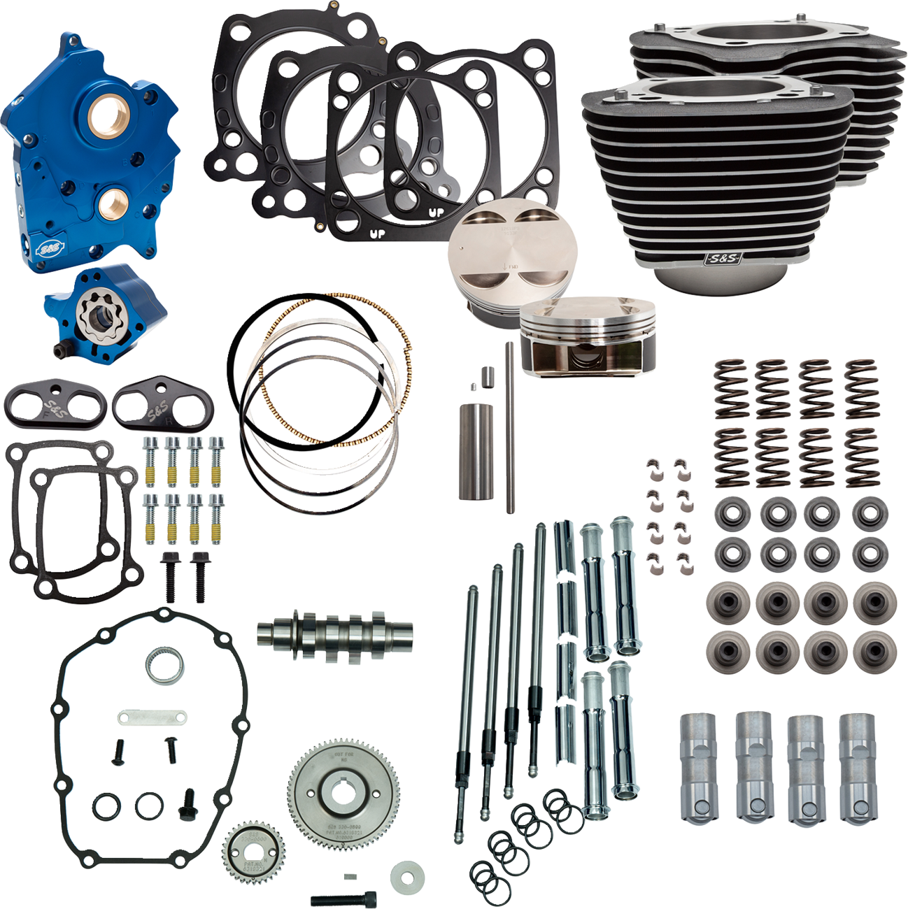 S&S Cycle Power Pack - Water Cooled - 550G - Wrinkle Black W/Highlight - Chrome Pushrod Tubes - M8