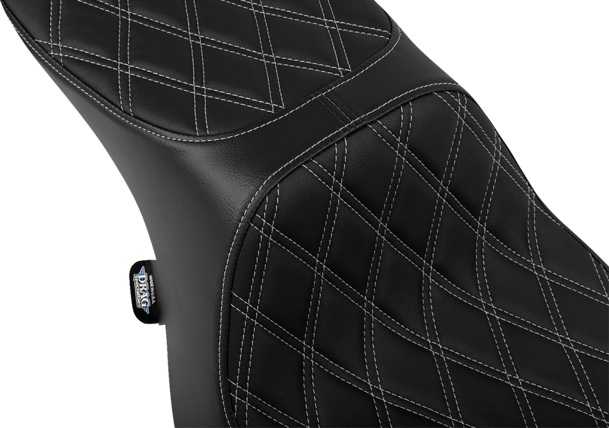 Drag Specialties Seats Predator 2-Up Seat - Vinyl - Double Diamond Silver Stitch - W/O Backrest - FLTR/FLHX '23-'24