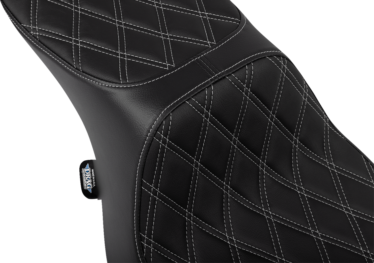 Drag Specialties Seats Predator 2-Up Seat - Vinyl - Double Diamond Silver Stitch - W/O Backrest - FLTR/FLHX '23-'24