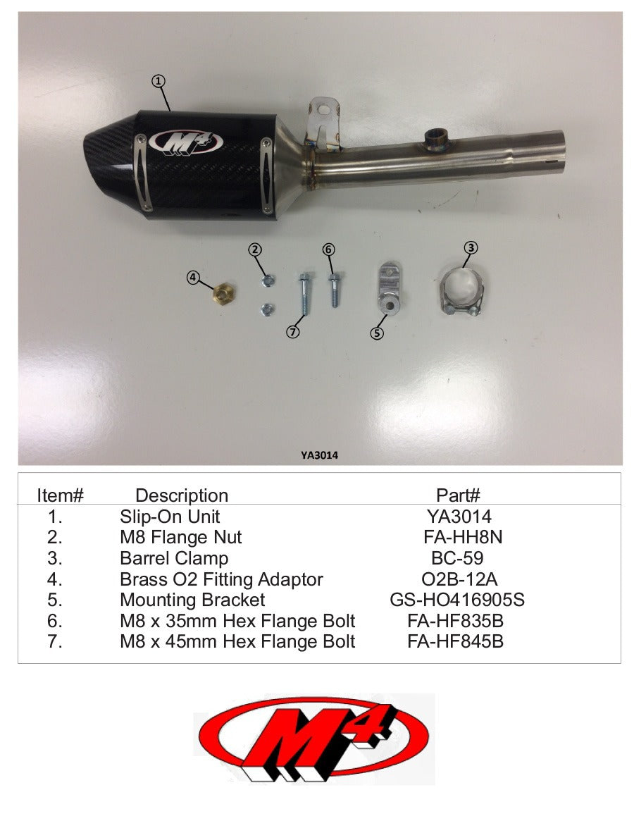M4 Exhaust YA3014 Component Key
