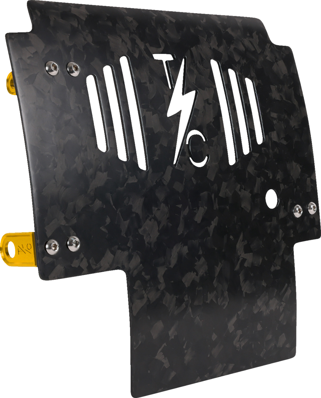 Thrashin Supply CO. Skid Plate - Carbon Fiber/Forged - With Gold Brackets - FLHX/FLTRX