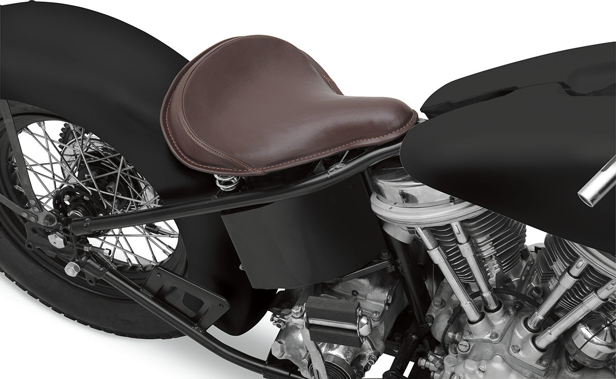 Drag Specialties Seats Seat - Spring Solo - Large - Brown Leather/Perimeter Stitch
