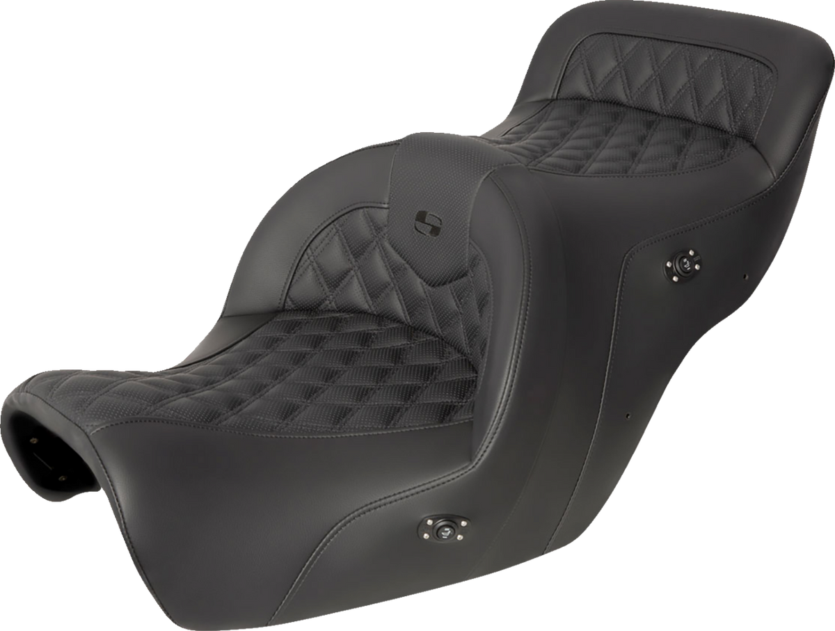 Saddlemen RoadSofa™ Seat - Without Backrest - Full Lattice Stitch - Black - Heated - GL1500 '88-'00