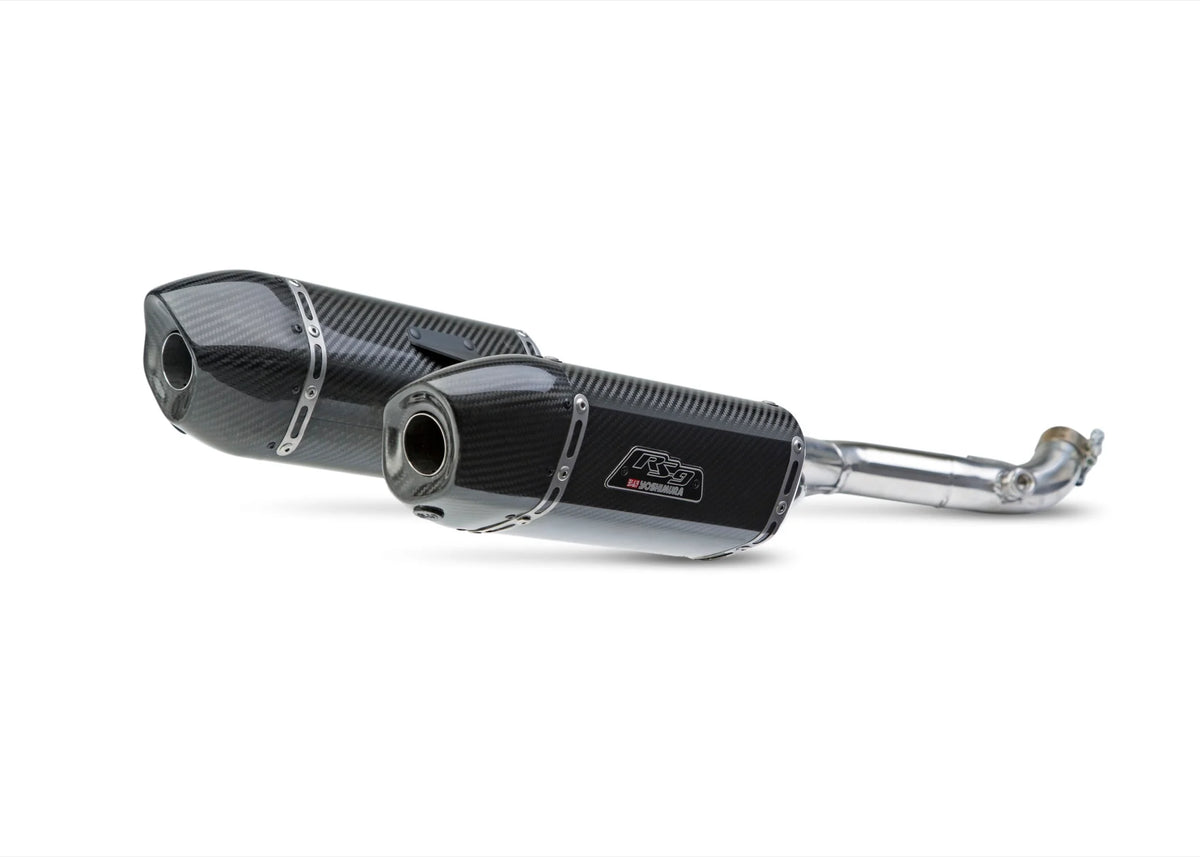Yoshimura RC390 15 Race RS-9 Stainless Slip-On Exhaust, W/ Carbon Fiber Mufflers