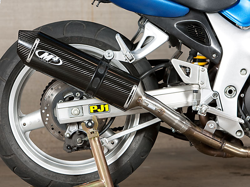 M4 Exhaust 1999-02 SV650 Slip On system with carbon muffler