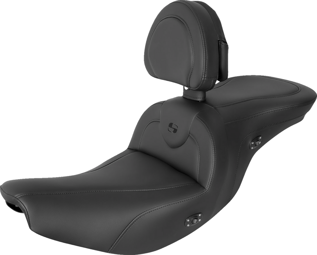 Saddlemen RoadSofa™ Seat - With Backrest - Black W/ Black Stitching - Heated - Indian '14-'24
