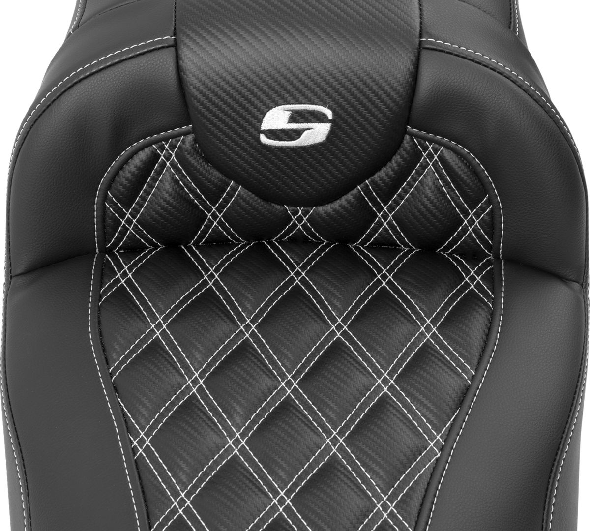 Saddlemen Roadsofa™ Extended Reach Seat - Without Backrest - Lattice Stitch - White Stitch - FLTR/FLHX '23-'24