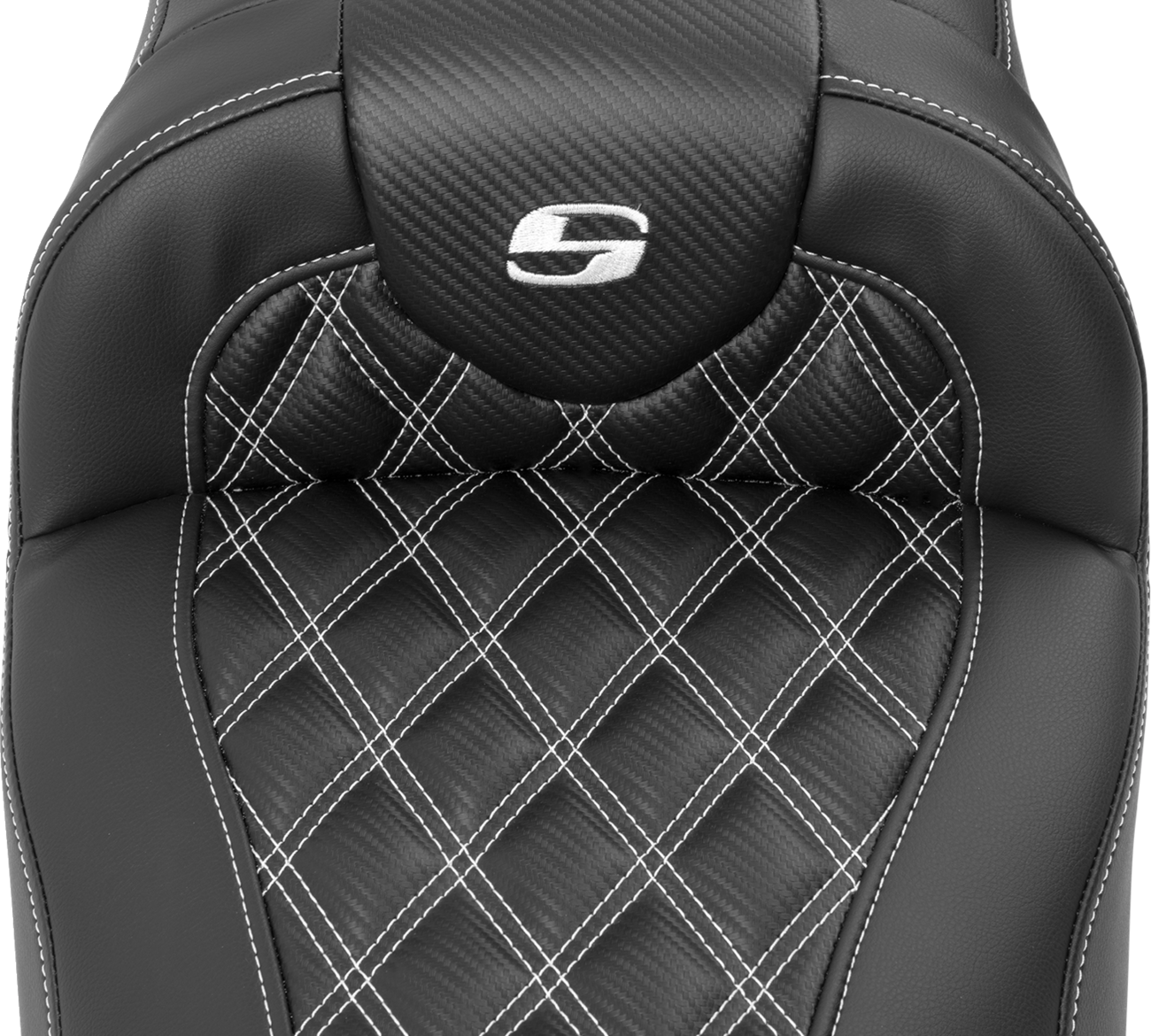 Saddlemen Roadsofa™ Extended Reach Seat - Without Backrest - Lattice Stitch - White Stitch - FLTR/FLHX '23-'24